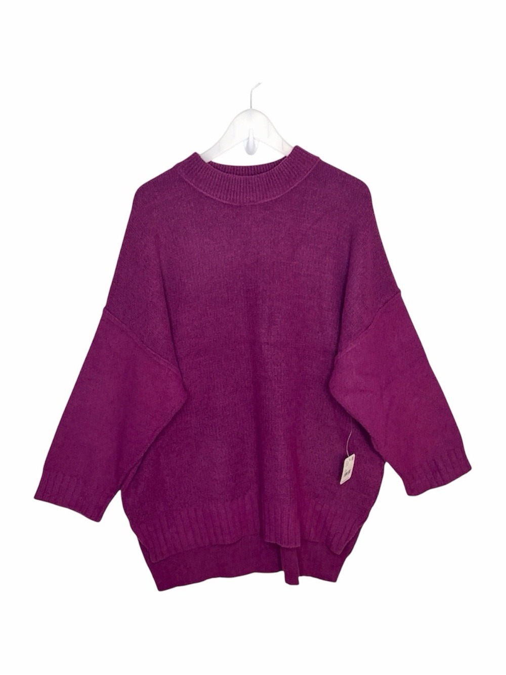 Free People NWT Peaches Tunic Sweater Magenta Plum Caspia Purple Tag XS Fits M L